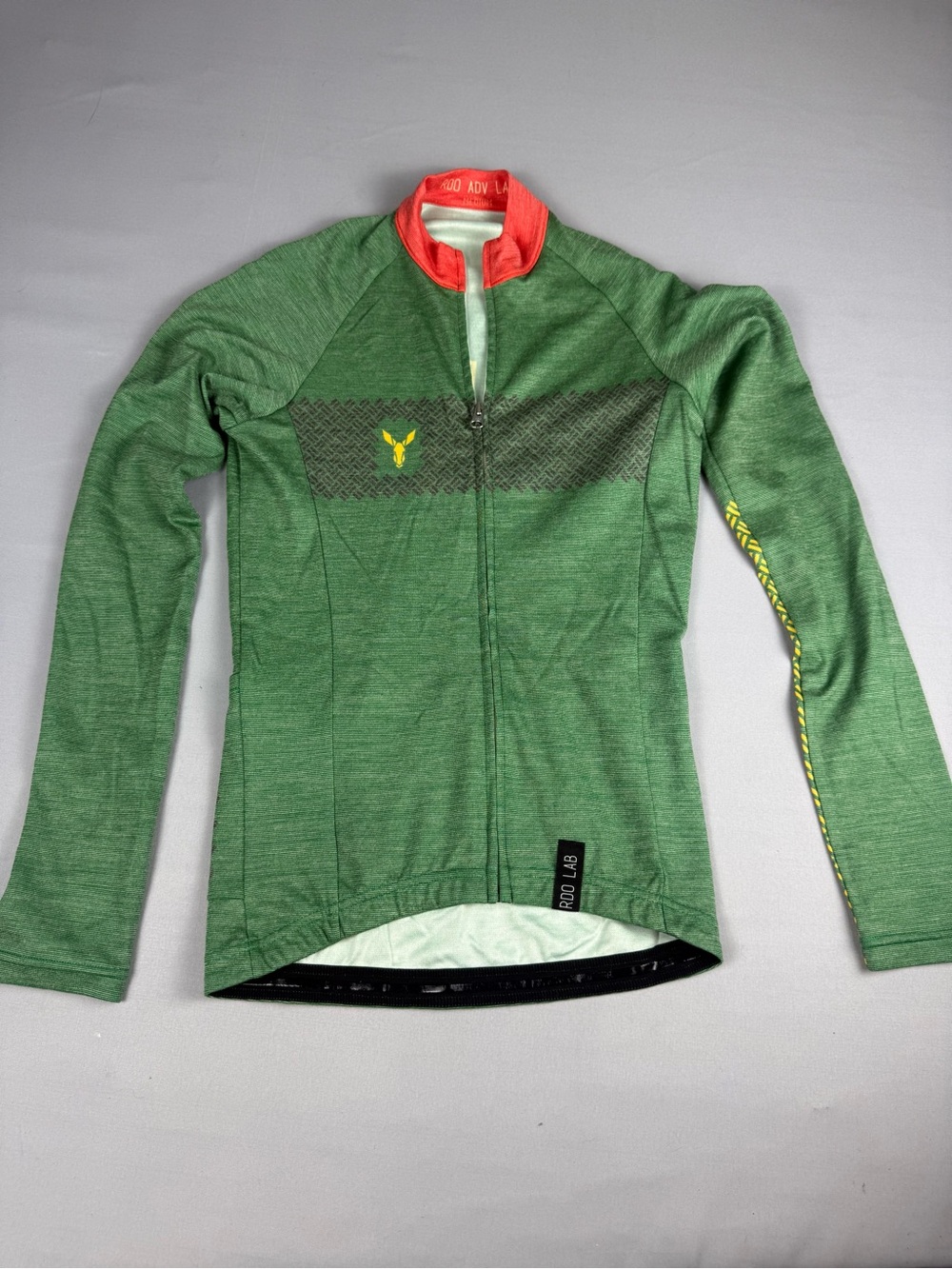 RDO Lab Cycling Jersey Medium Green Long Sleeve Italian Fabric Full Zip